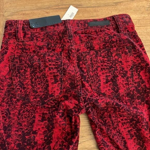 SANCTUARY RED/BLACK ANIMAL PRINT CORDUROY SKINNY PANTS.  NEW - Picture 10 of 10